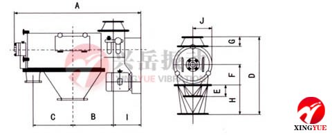 卧式气流筛尺寸示意图